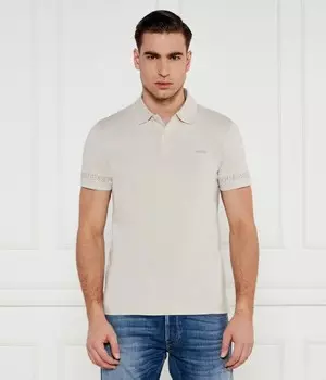 Поло мужское Guess Jeans с надписью на рукавах, бежевый