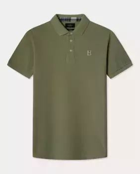Поло мужское с коротким рукавом и логотипом, большие размеры Hackett, зеленый