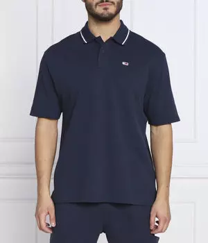 Поло мужское Tommy Jeans с контрастной отделкой воротника, синий
