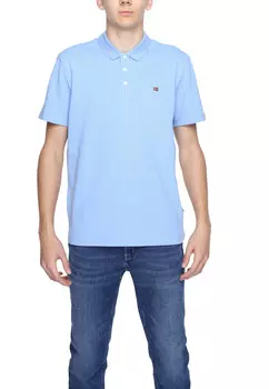 Поло Napapijri с логотипом, светло-голубой