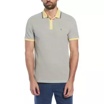 Поло Original Penguin Birdseye Pique Jacquard Tip Placket, серый