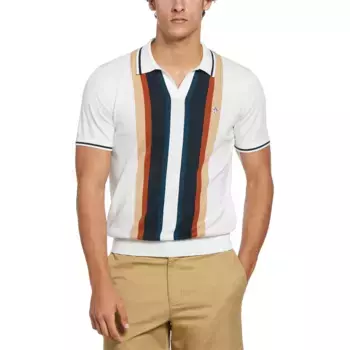 Поло Original Penguin Cotton Vert Stripe Johnny Collar, белый