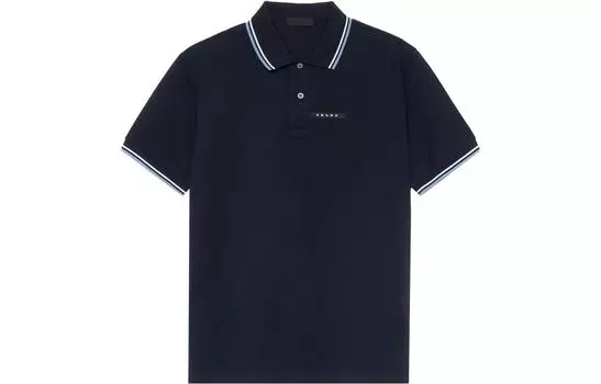 Поло Outlet Prada с логотипом, темно-синий