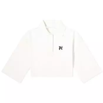 Поло Palm Angels Monogram Cropped Polo Top, белый