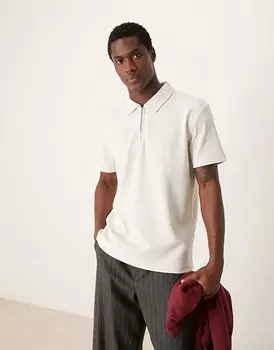 Поло плиссированная молния белого цвета Selected Homme