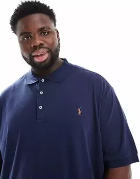 Поло Polo Ralph Lauren Big & Tall с логотипом из пима-хлопка темно-синего цвета