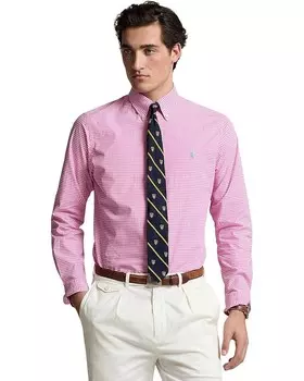 Поло Polo Ralph Lauren Classic Fit Gingham Stretch Poplin Shirt, цвет 4656L Resort Rose/White