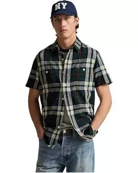 Поло Polo Ralph Lauren Classic Fit Plaid Linen-cotton Shirt, цвет Navy/Green/Multi