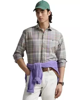 Поло Polo Ralph Lauren Classic Fit Plaid Performance Shirt, цвет Khaki/Green/Multi