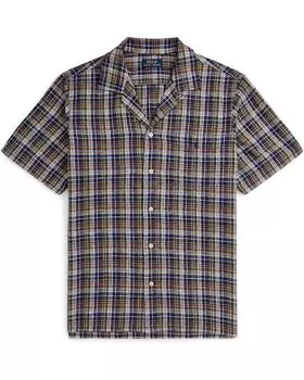 Поло Polo Ralph Lauren Classic Fit Plaid Linen-cotton Shirt, цвет Navy/Brown/Multi