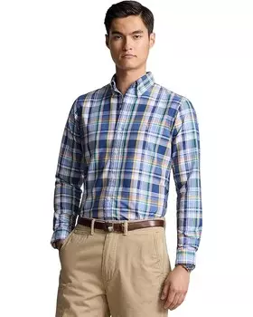 Поло Polo Ralph Lauren Classic Fit Plaid Oxford Shirt, цвет Blue/Pink Multi