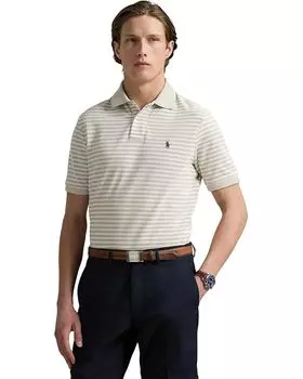 Поло Polo Ralph Lauren Classic Fit Striped Mesh Polo Shirt, цвет Classic Khaki/White