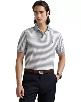Поло Polo Ralph Lauren Classic Fit Striped Mesh Polo Shirt, цвет Earth Blue/White