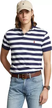 Поло Polo Ralph Lauren Classic Fit Striped Mesh Polo Shirt, цвет Navy Mu