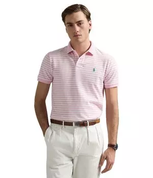 Поло Polo Ralph Lauren Classic Fit Striped Mesh Polo Shirt, цвет Carmel Pink/White