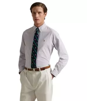 Поло Polo Ralph Lauren Classic Fit Striped Oxford Shirt, цвет Thistle/White
