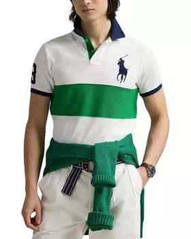 Поло Polo Ralph Lauren Custom Slim Fit Stretch Oxford Mesh Polo, цвет Cruise Green Multi