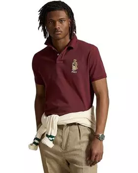 Поло Polo Ralph Lauren Custom Slim Fit Bear Mesh Polo Shirt, цвет Red Wine/Heritage Bear