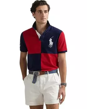 Поло Polo Ralph Lauren Custom Slim Fit Big Pony Mesh Polo Shirt, цвет Red/Newport Navy