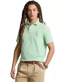 Поло Polo Ralph Lauren Custom Slim Fit Big Pony Mesh Shirt, цвет Celadon