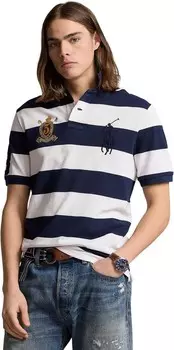 Поло Polo Ralph Lauren Custom Slim Fit Big Pony Crest Mesh Polo, цвет Newport Navy/White