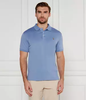 Поло POLO RALPH LAUREN Custom slim fit, небесно-голубой