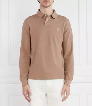 Поло POLO RALPH LAUREN Custom slim fit, коричневый