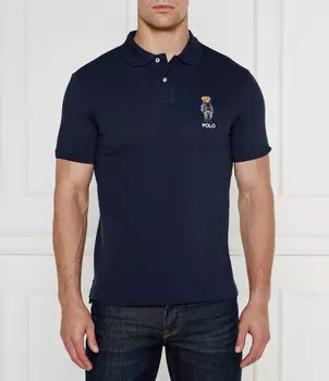 Поло POLO RALPH LAUREN Custom slim fit pique, темно-синий