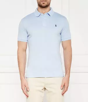Поло POLO RALPH LAUREN Custom slim fit, небесно-голубой
