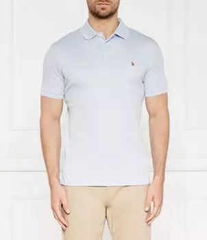 Поло POLO RALPH LAUREN Custom slim fit, небесно-голубой
