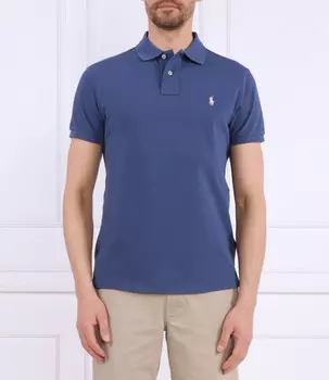Поло POLO RALPH LAUREN Custom slim fit, небесно-голубой