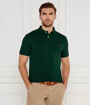 Поло POLO RALPH LAUREN Custom slim fit, зеленый