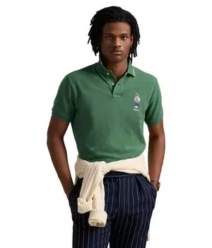 Поло Polo Ralph Lauren Custom Slim Polo Bear Mesh Polo Shirt, цвет Antique Green Hrtg Icns Bear