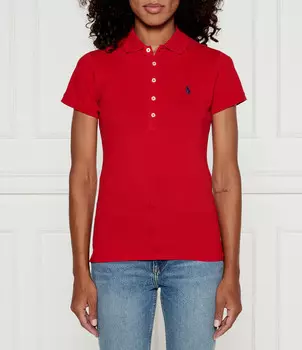 Поло POLO RALPH LAUREN julie slim fit pique, красный