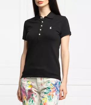 Поло POLO RALPH LAUREN julie slim fit pique, черный
