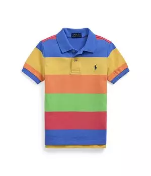 Поло Polo Ralph Lauren Kids Striped Cotton Mesh Polo Shirt, цвет Blue Flower Multi/C7998