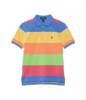 Поло Polo Ralph Lauren Kids Striped Cotton Mesh Polo Shirt, цвет Blue Flower Multi/C7998