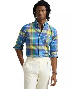 Поло Polo Ralph Lauren Long Sleeve Oxford - Classic, цвет Blue Yellow Multi