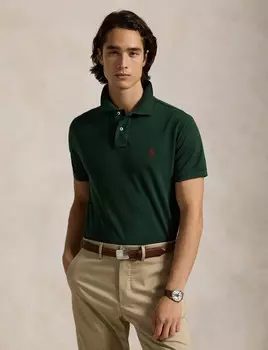 Поло POLO RALPH LAUREN pique Slim Fit, зеленый