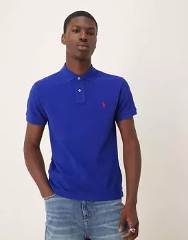 Поло Polo Ralph Lauren с логотипом и принтом в виде пике облегающего кроя королевского синего цвета