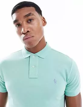 Поло Polo Ralph Lauren с логотипом и принтом в виде пике облегающего кроя светло-зеленого цвета
