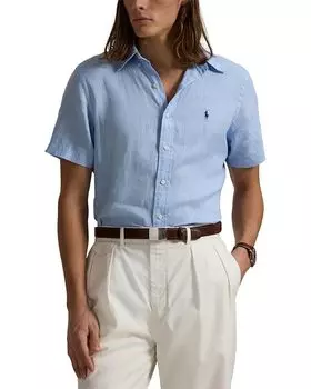 Поло Polo Ralph Lauren Short Sleeve Linen - Classic, цвет Office Blue