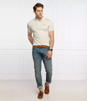 Поло POLO RALPH LAUREN slim fit, бежевый