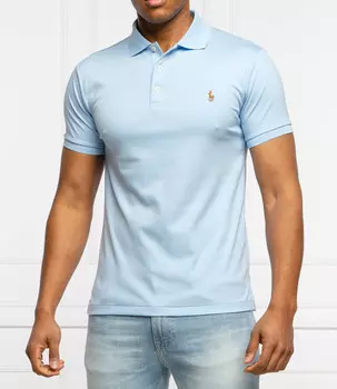Поло POLO RALPH LAUREN slim fit, небесно-голубой