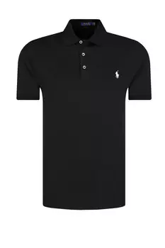 Поло POLO RALPH LAUREN slim fit pique, черный