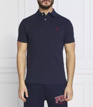 Поло POLO RALPH LAUREN slim fit pique, темно-синий