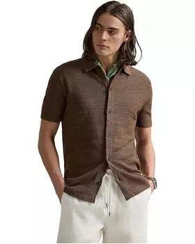Поло Polo Ralph Lauren Textured Cotton-linen Shirt Sweater, цвет Fall Brown