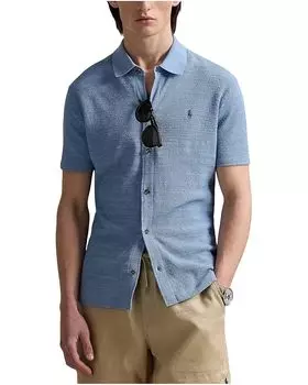 Поло Polo Ralph Lauren Textured Cotton-linen Shirt Sweater, цвет Channel Blue