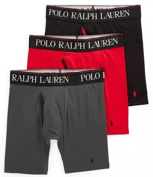 Polo Ralph Lauren 4D Flex Cooling из микрофибры 6 Длинные трусы-боксеры, комплект из 3 шт., мультиколор