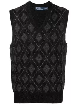 Polo Ralph Lauren argyle-knit wool vest, серый